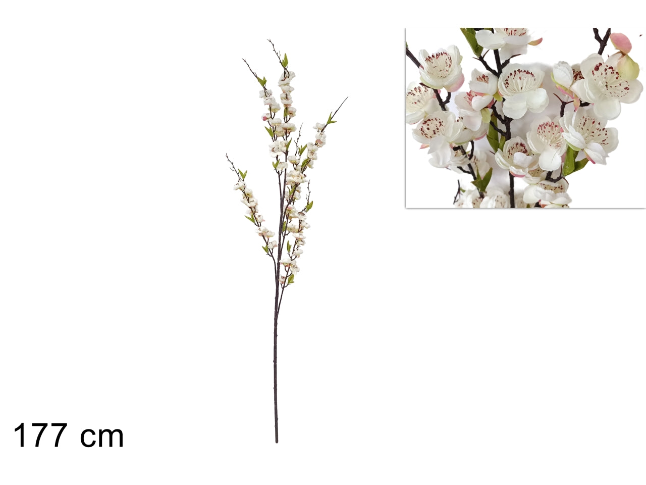 Ramo fiori di pesco 177cm bianco