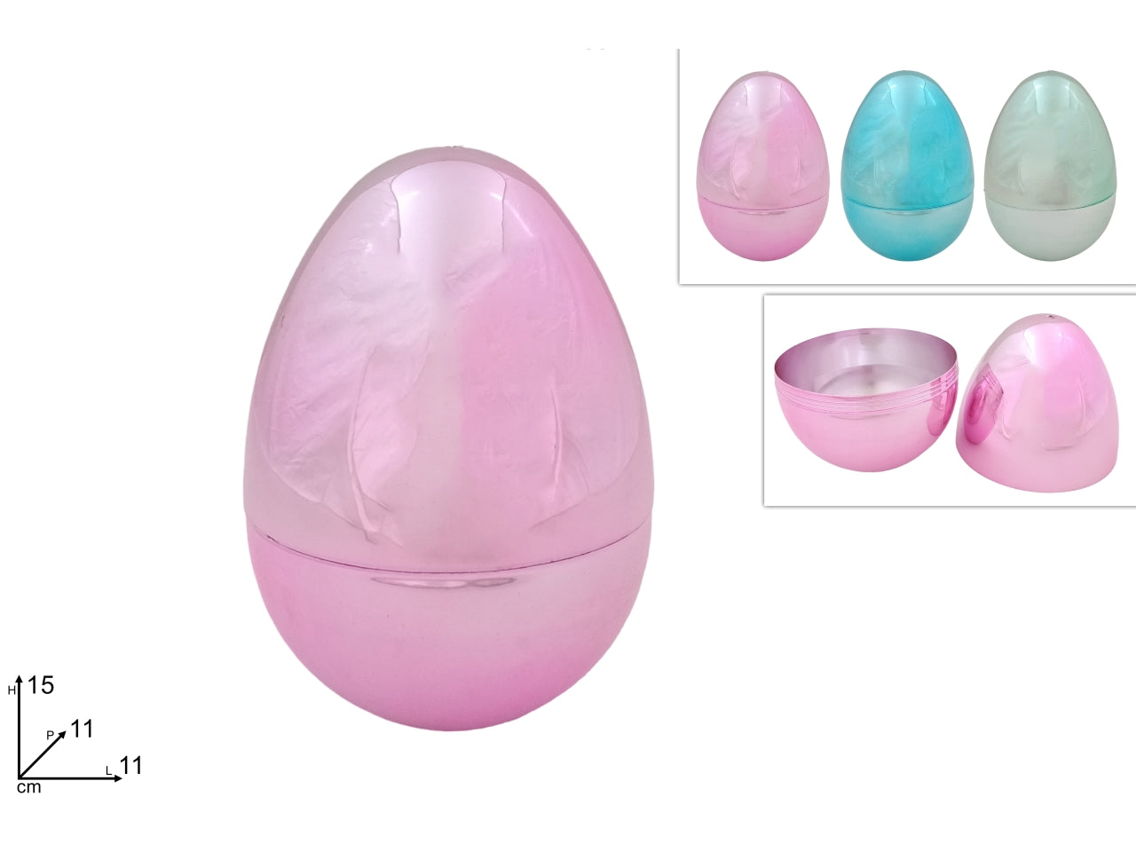 Uova plastica 15cm lucido 3col