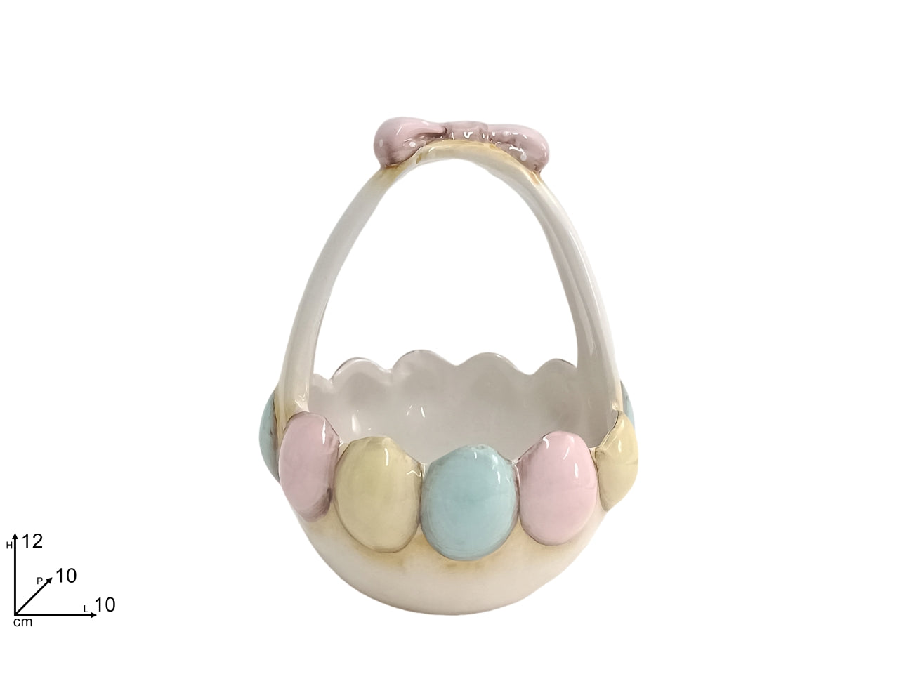 Vaso uovo ceramica 12cm con fiocco