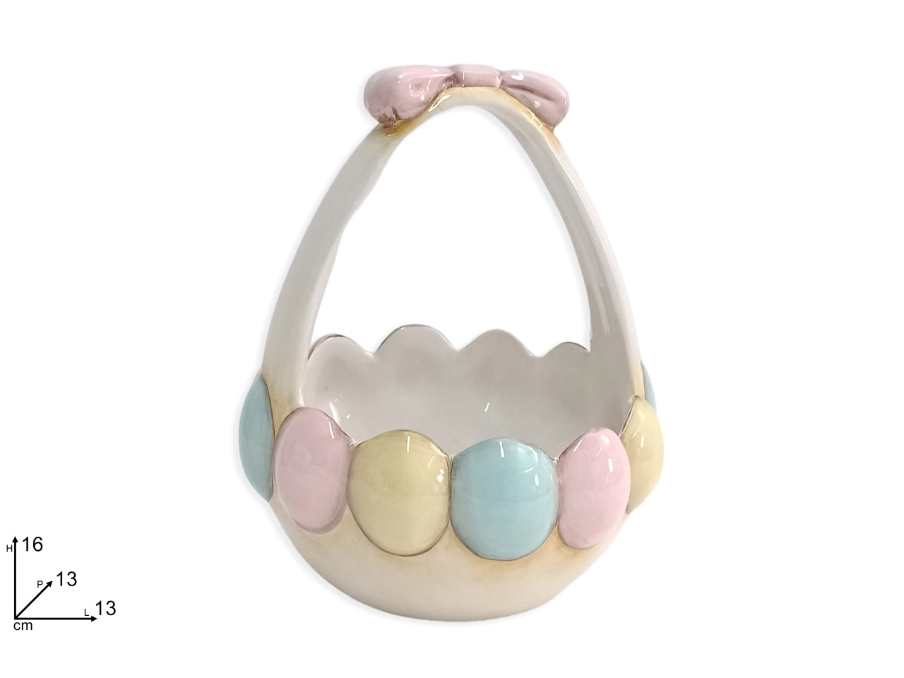 Vaso uovo ceramica 16cm con fiocco