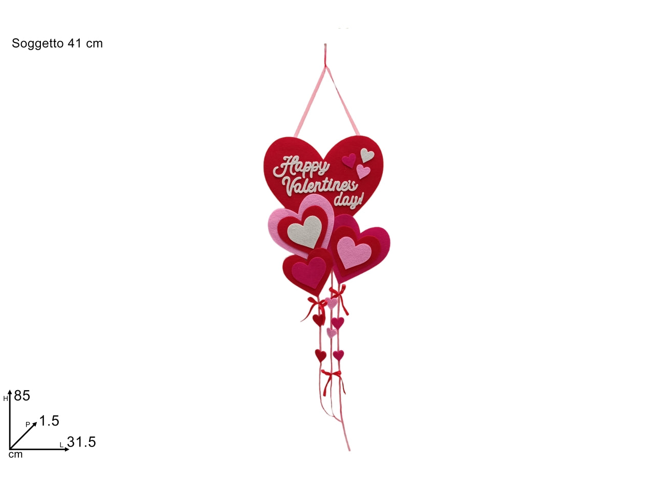 Appendino san valentino cuori con scritta