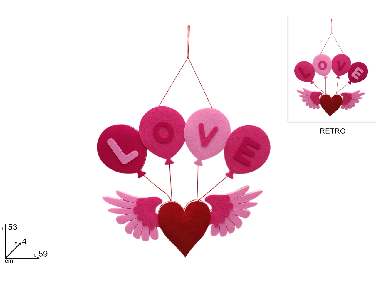 Appendino san valentino cuore con ali love