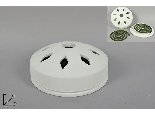 Coccio con profumatore a spirale alla citronella bianco e marrone, per uso esterno 15x5 cm - Rilux