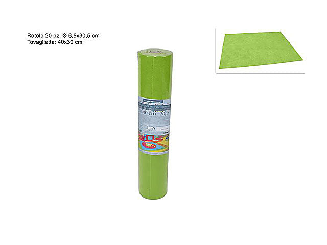 Tovagliette a strappo runner in tnt 30x40cm verde mela - il rotolo Ã¨ formato da 20 strappi