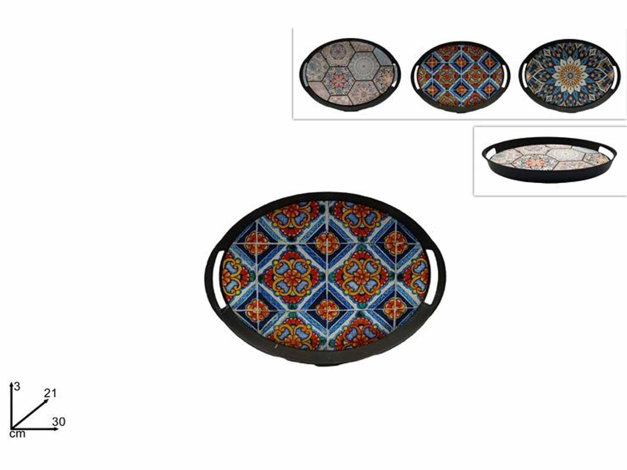 Vassoio in plastica ovale 30x21cm con disegno