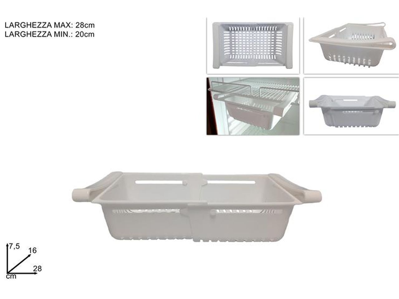 Cassetto in plastica estensibile per frigo