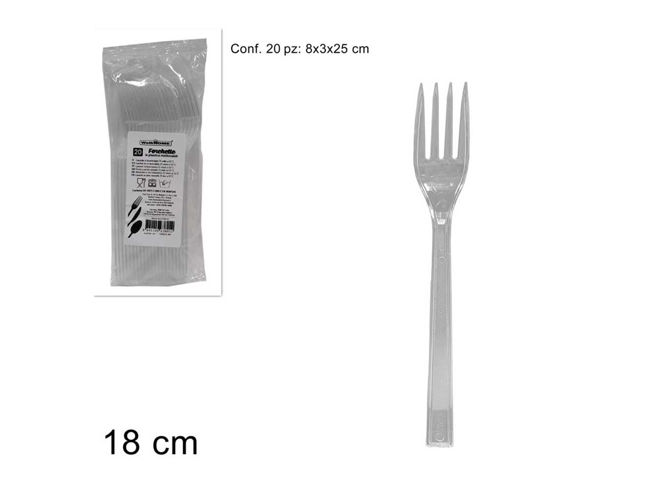 Forchetta in plastica confezione da 20 forchette riutilizzabili $