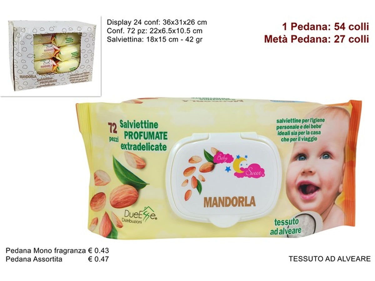 Salviettine detergenti 72pz 42grmandorla ys-sj1520/almond &ccedil