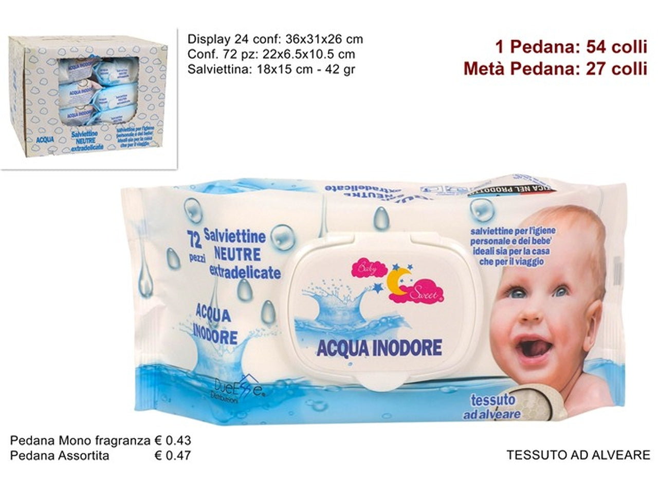 Salviettine detergenti 72pz 42gr acqua pura ys-sj1520/pure water &ccedil