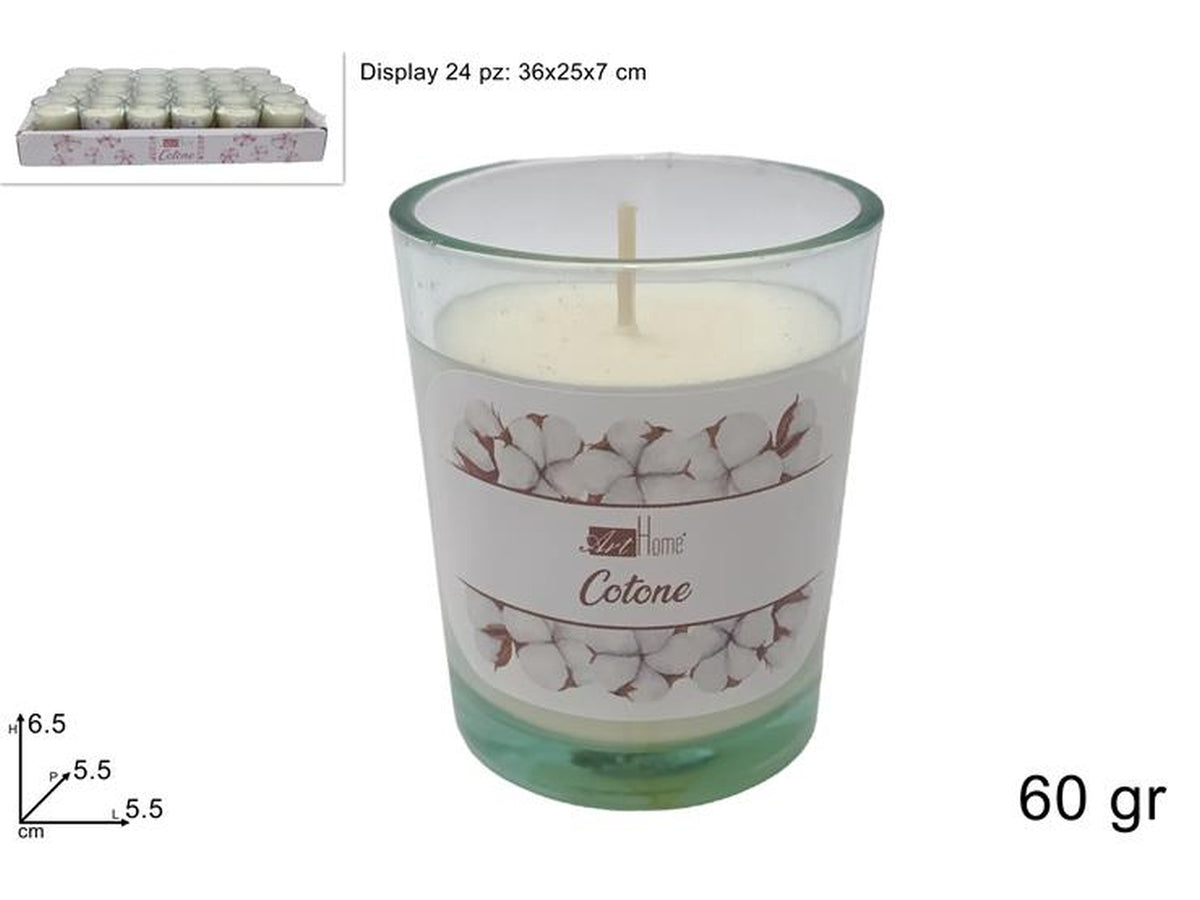 Candela profumata in vasetto di vetro 60gr cotone