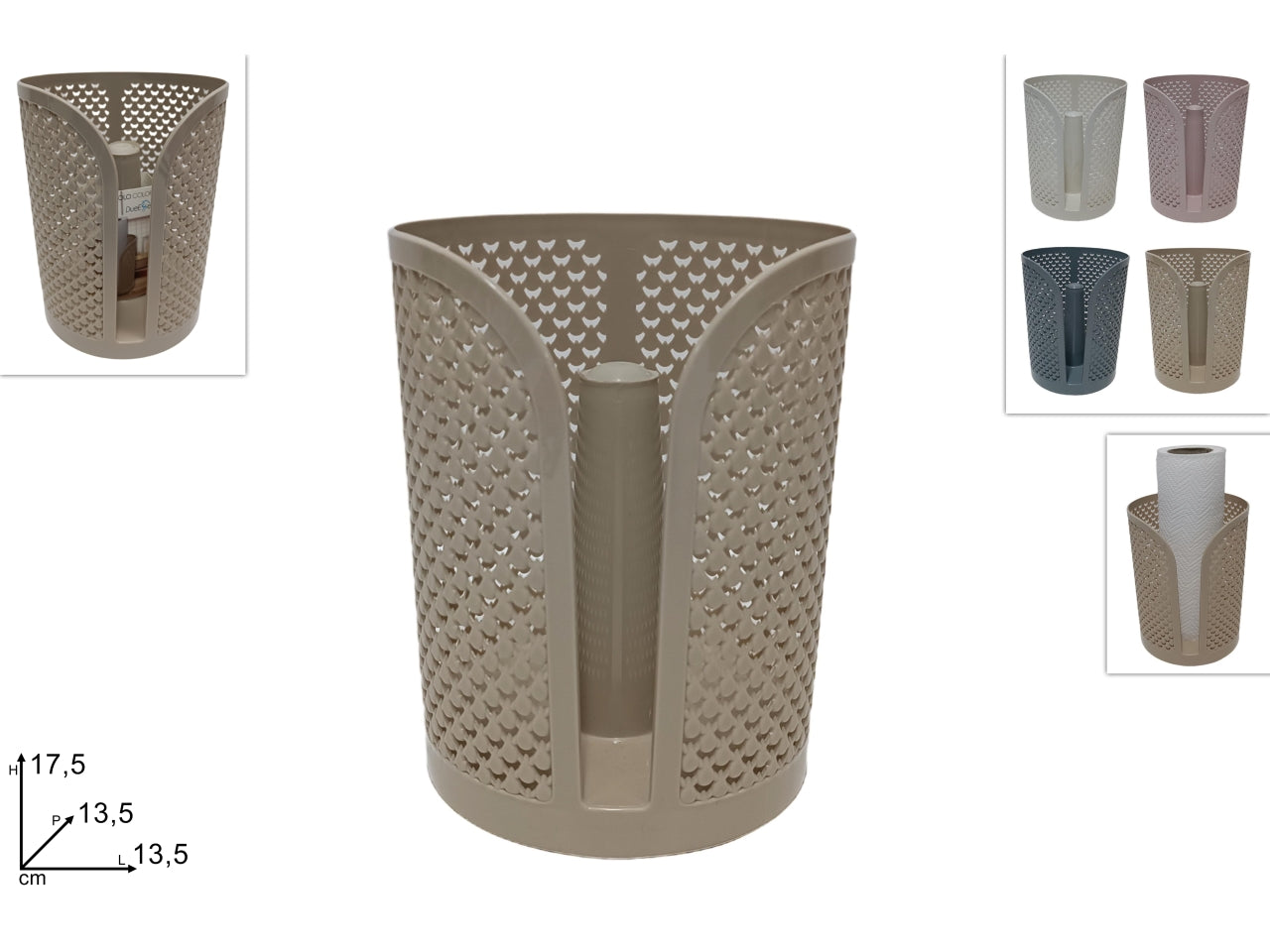 Porta rotolo moderno in plastica colori assortiti 13,5x17,5 cm - Due Esse