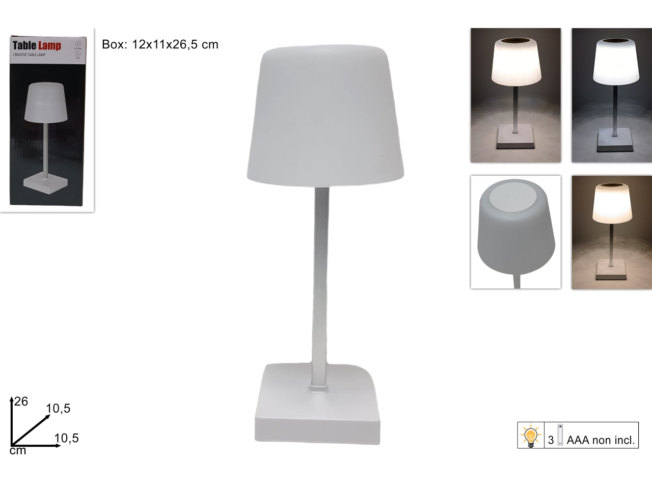 Lampada da tavolo bianca con 3 intensitÃ  di colore moderna 26x10,5x10,5 cm â Art Home