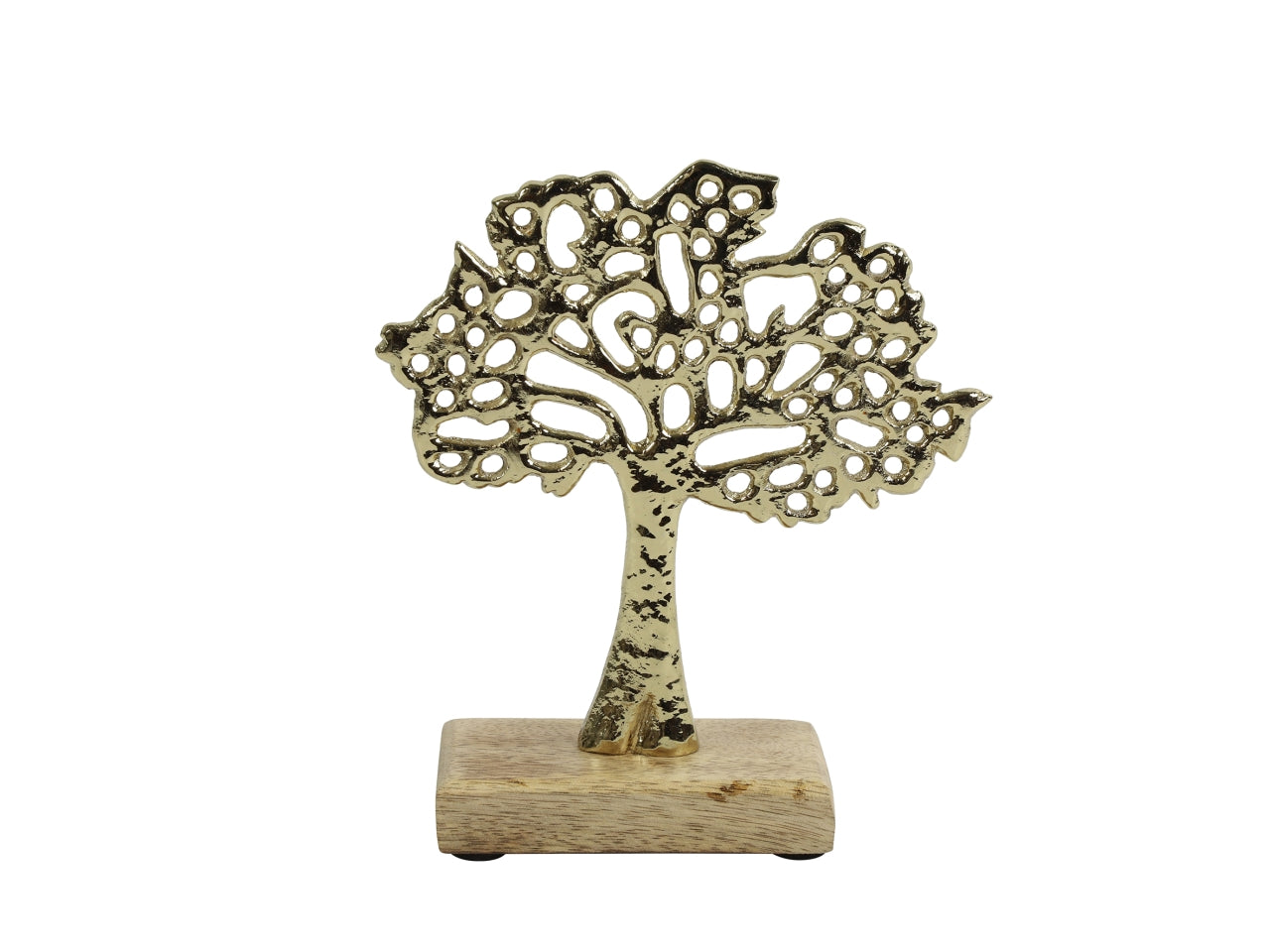 Albero decorativo in metallo e legno scandinavo dorato opaco 5x13,5x16 cm - Countryfield