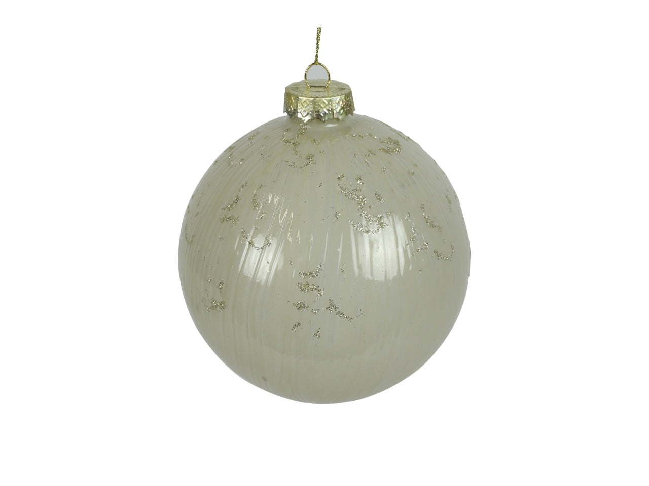 Palla di natale in vetro lucida crema Ã15 cm - Countryfield
