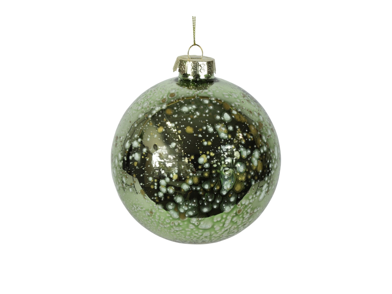 Palla di natale in vetro lucido verde effetto invecchiato Ã12 cm - Countryfield