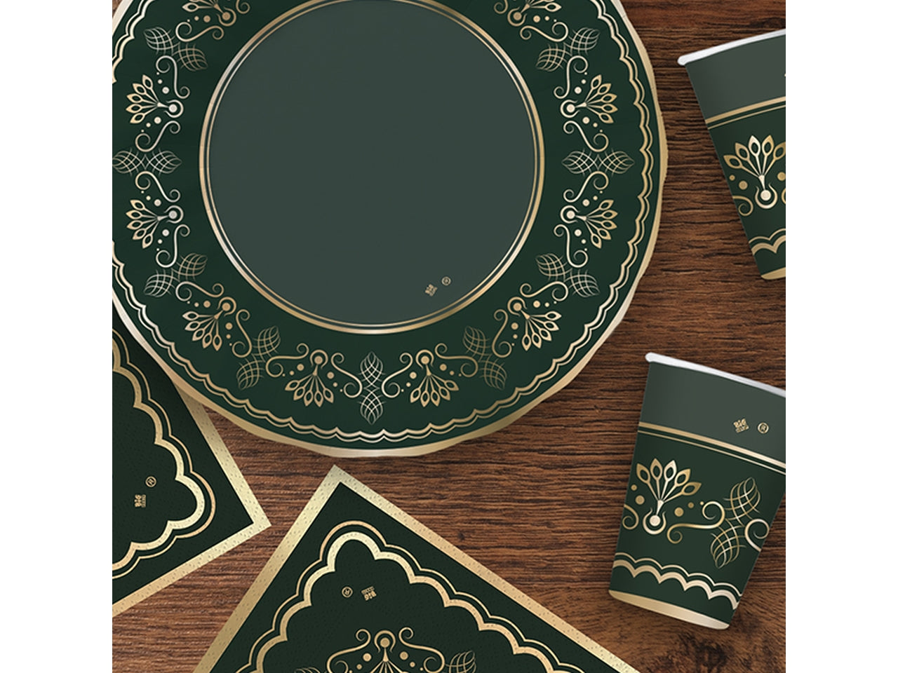 6 piatti fondi 24cm royal green gold