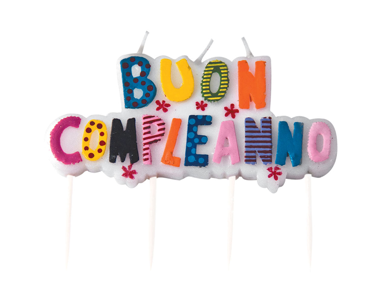 Candelina 9x7cm picks buon compleanno mix