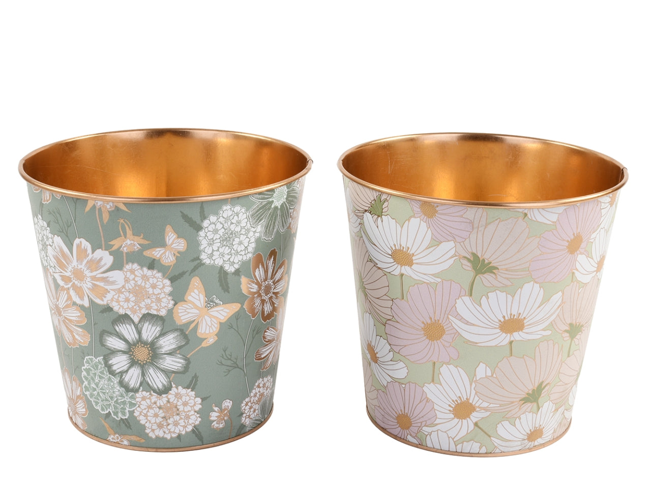 Linea fiori vaso di metallo con fiori assortiti