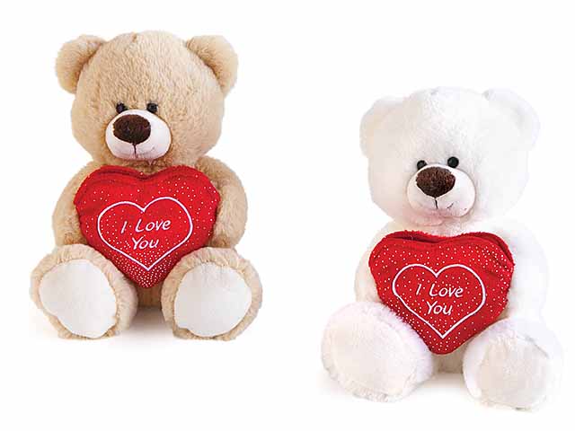 Peluche orso 20cm con tasca cuore e ricamo