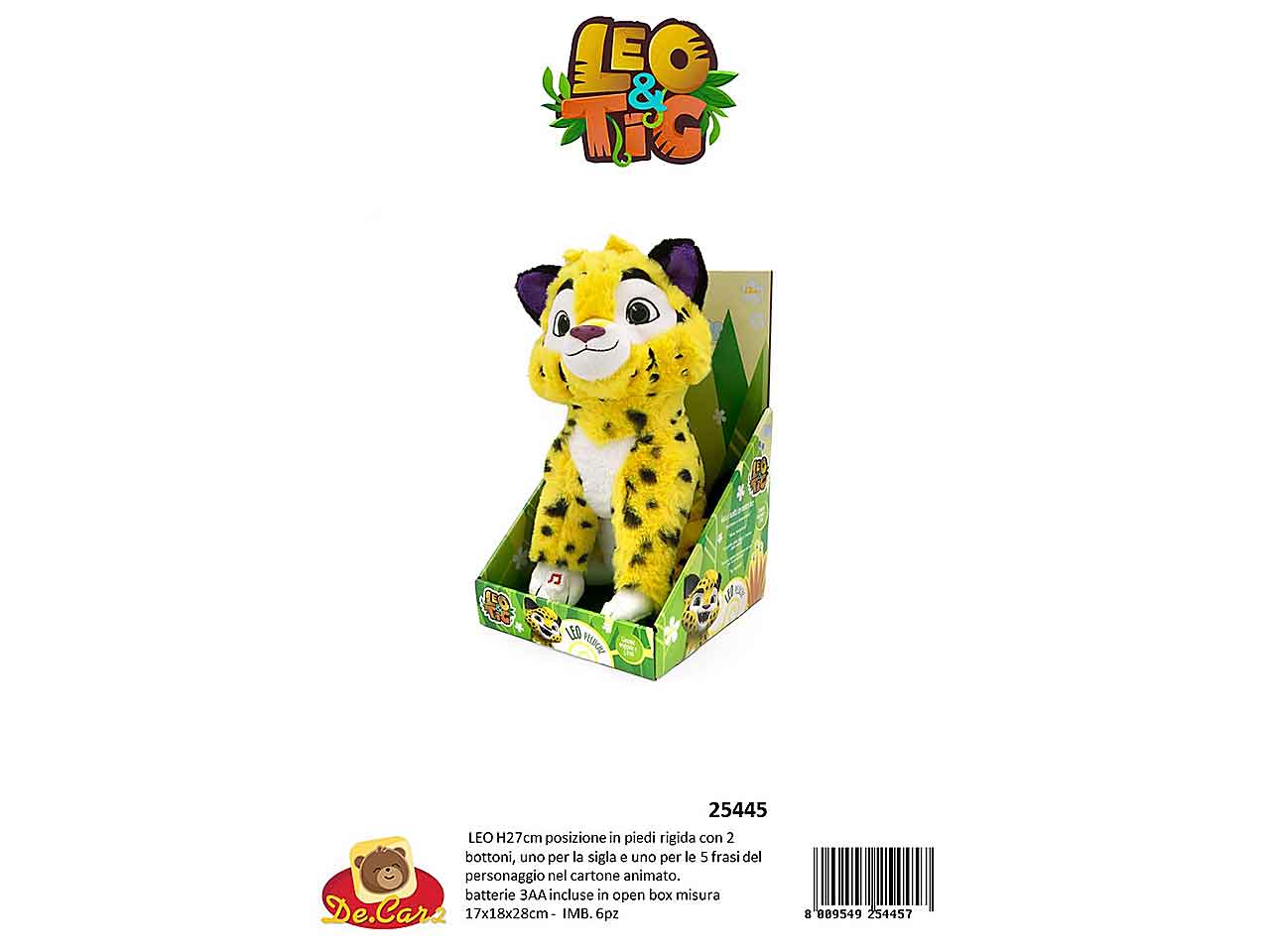 Peluche leotig 27cm c/sigla e frasi 25445