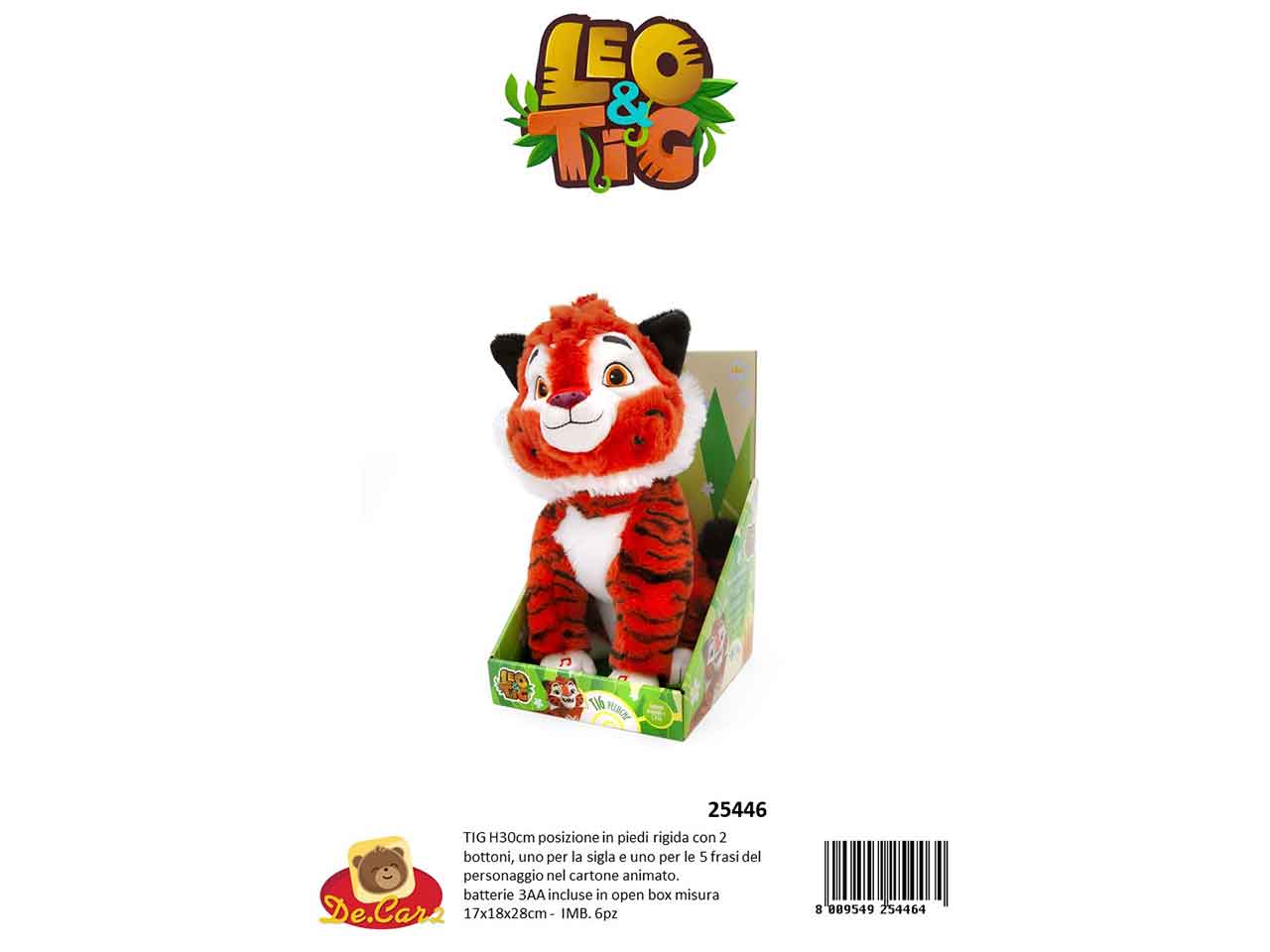 Peluche leotig 30cm c/sigla e frasi 25446 $