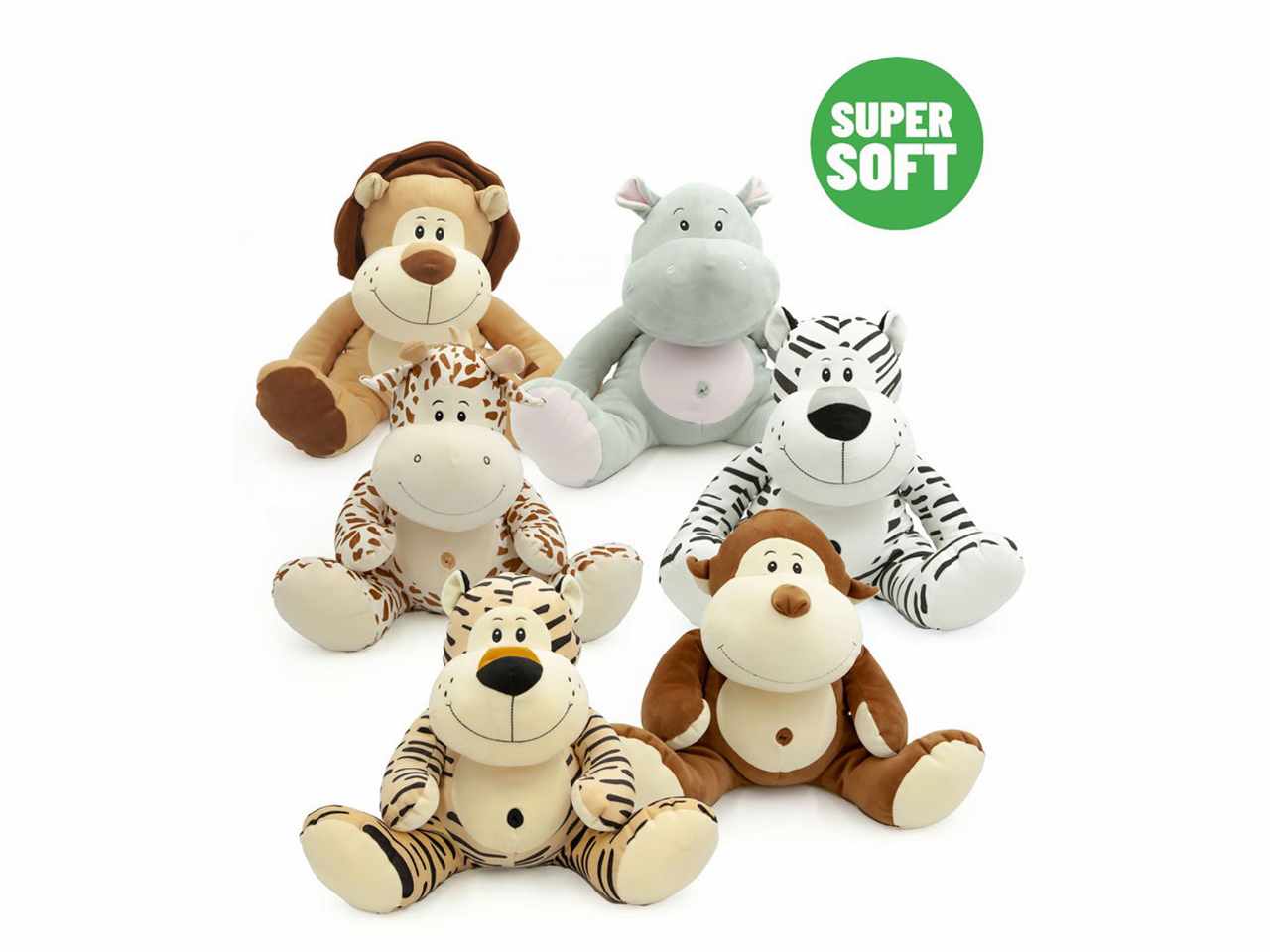 Peluche animale jungla seduto supersoft 6 assortimenti h.25cm