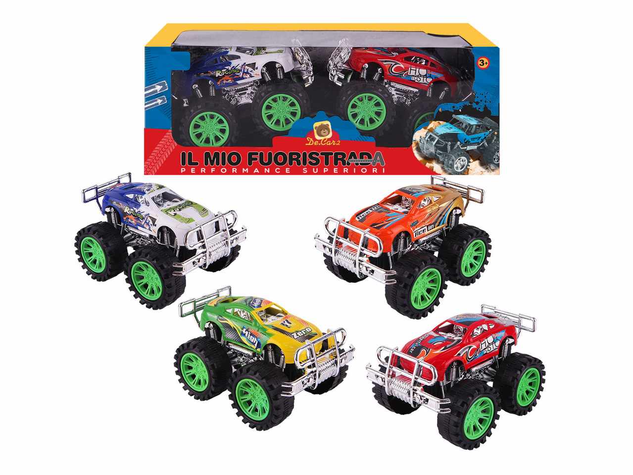 Auto sportive 2 pezzi monster a frizione h.12x30cm