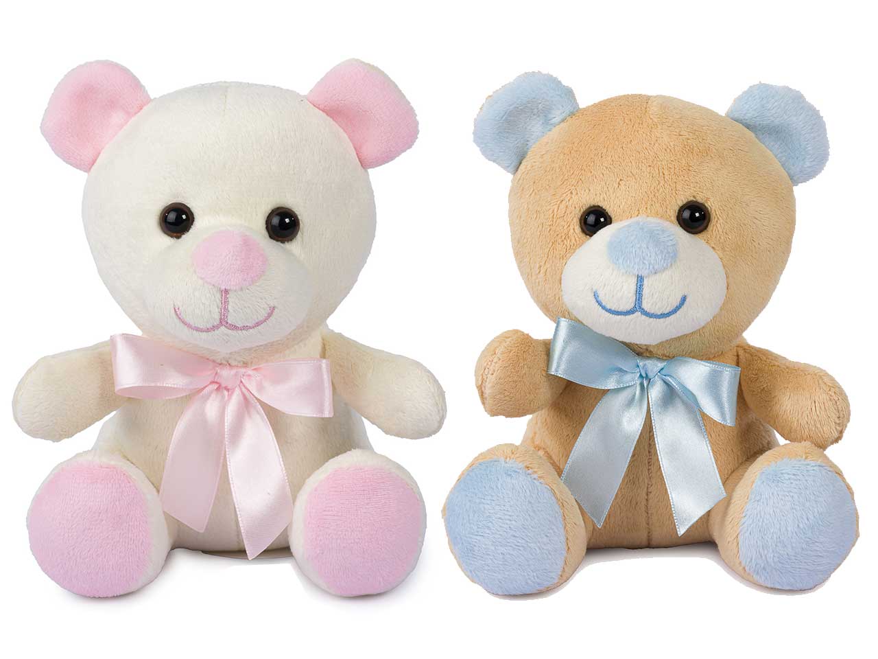 Peluche  Orsetto H16Cm Dettgli Rosa Azzurro Assortiti