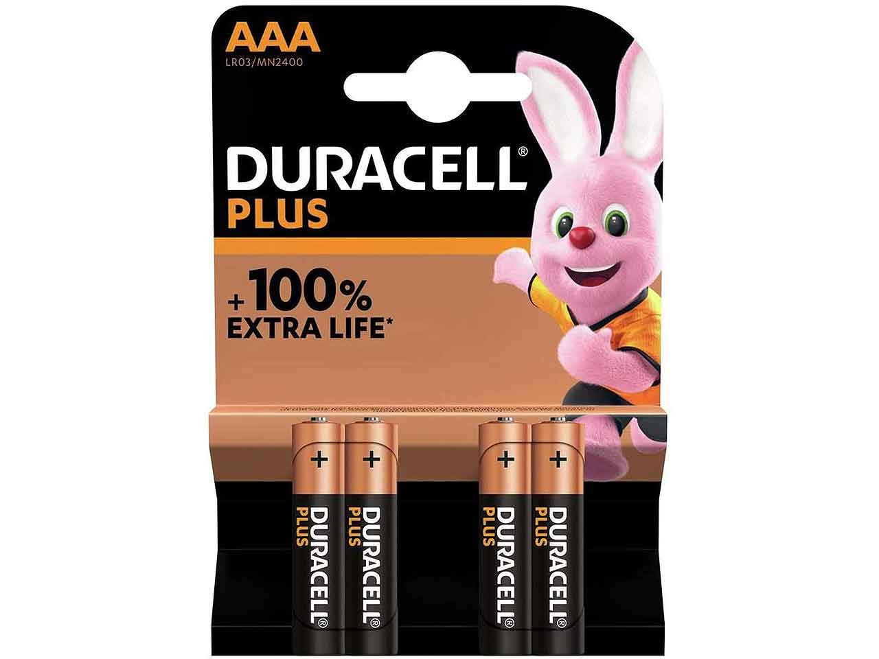 Duracell plus pila mini stilo 100aaa b4 4 pezzi 501208