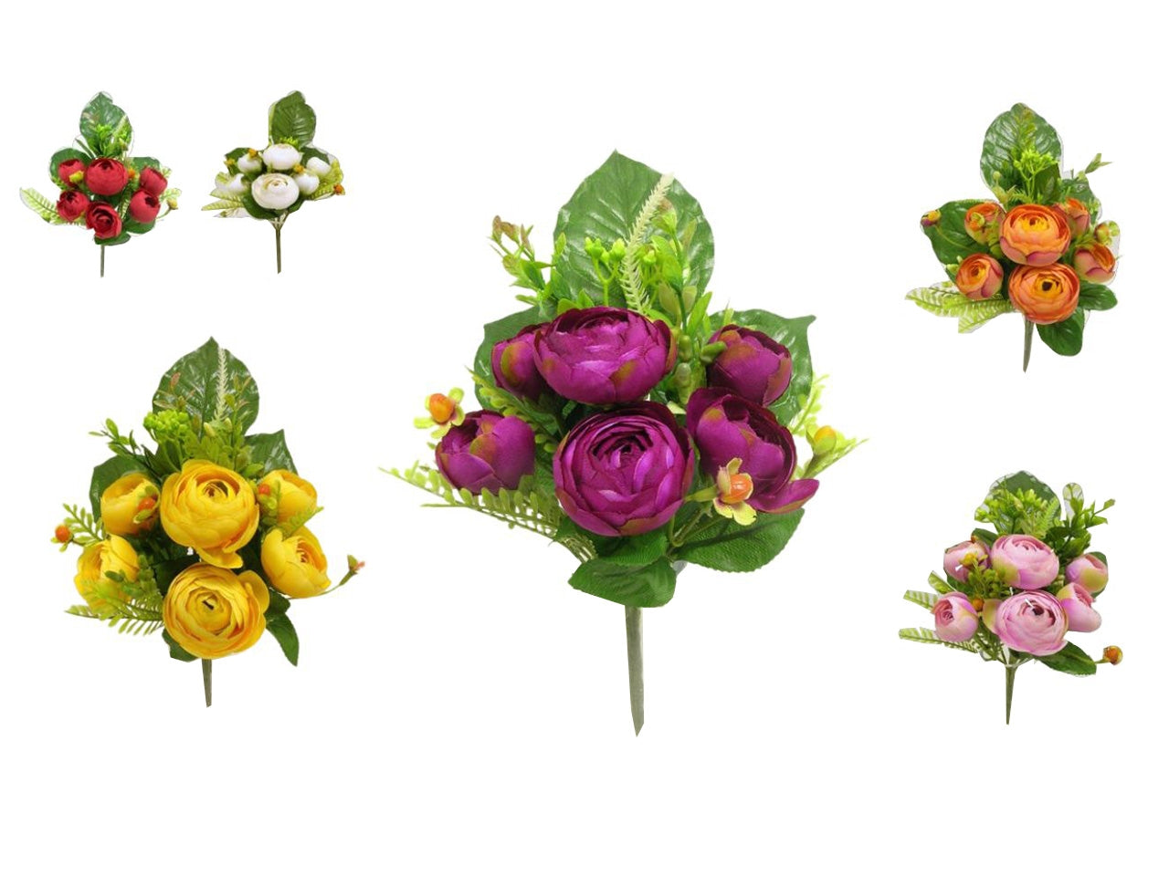 Mazzo frontale di ranuncolo x 7 misura 28cm colori assortiti