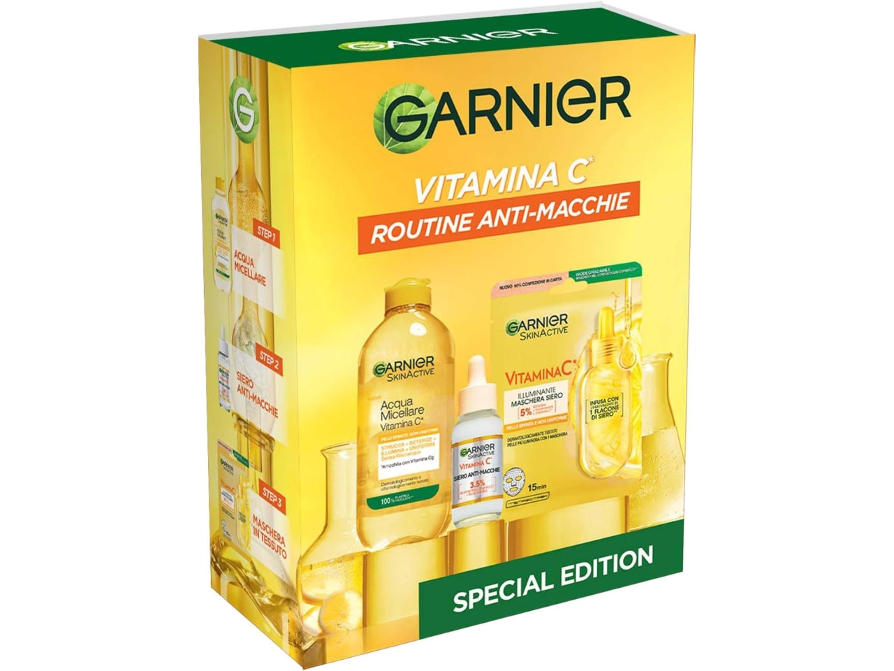 Garnier Vitamina C  kit compremde skinactive , mask in tessuto,  siero 30 ml,  acqua micellare 400ml