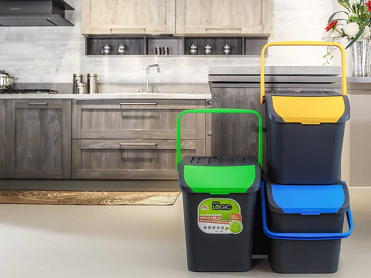 Pattumiera ecologica verde 28lt ec28