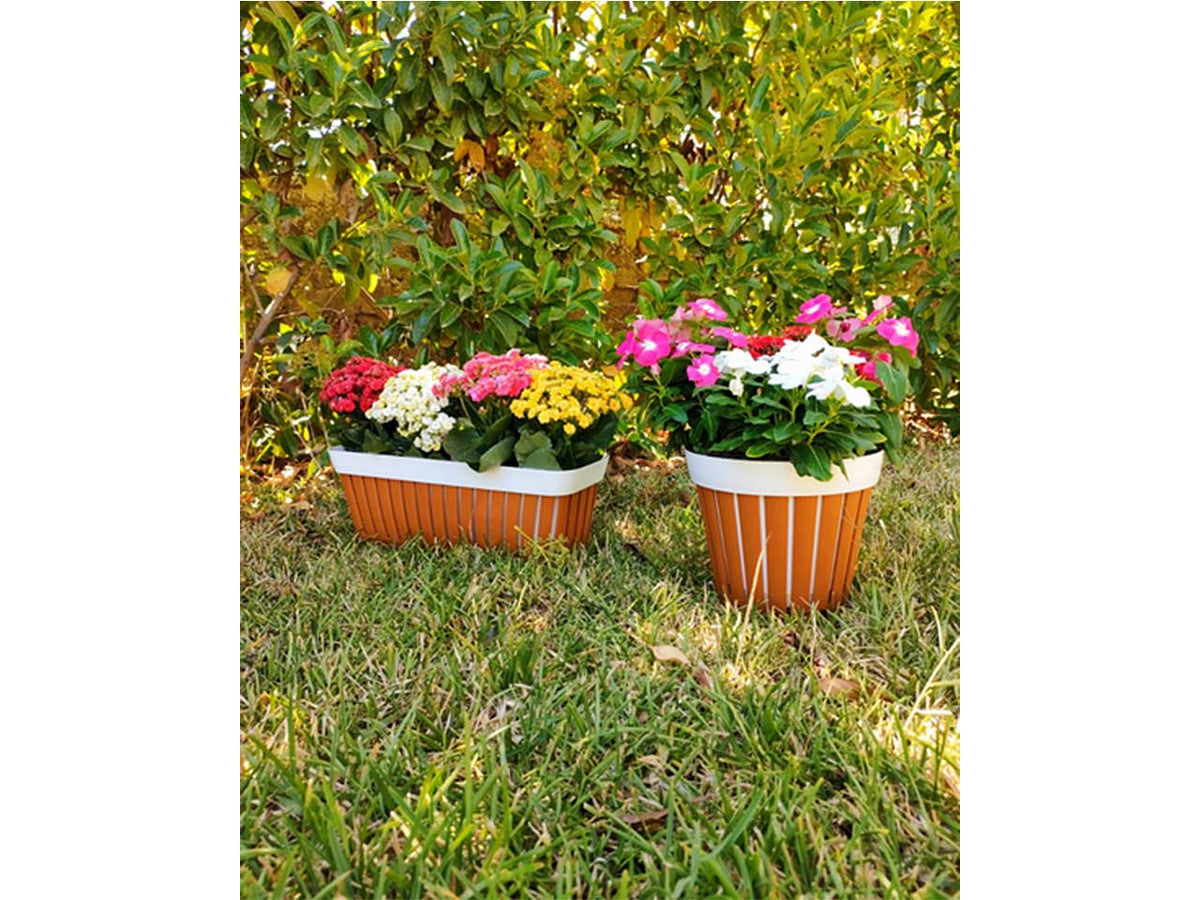 Balconetta e copri balconetta linea kreta lunghezza balconetta interna 40cm realizzata in plastica riciclata colori terracotta e bianco