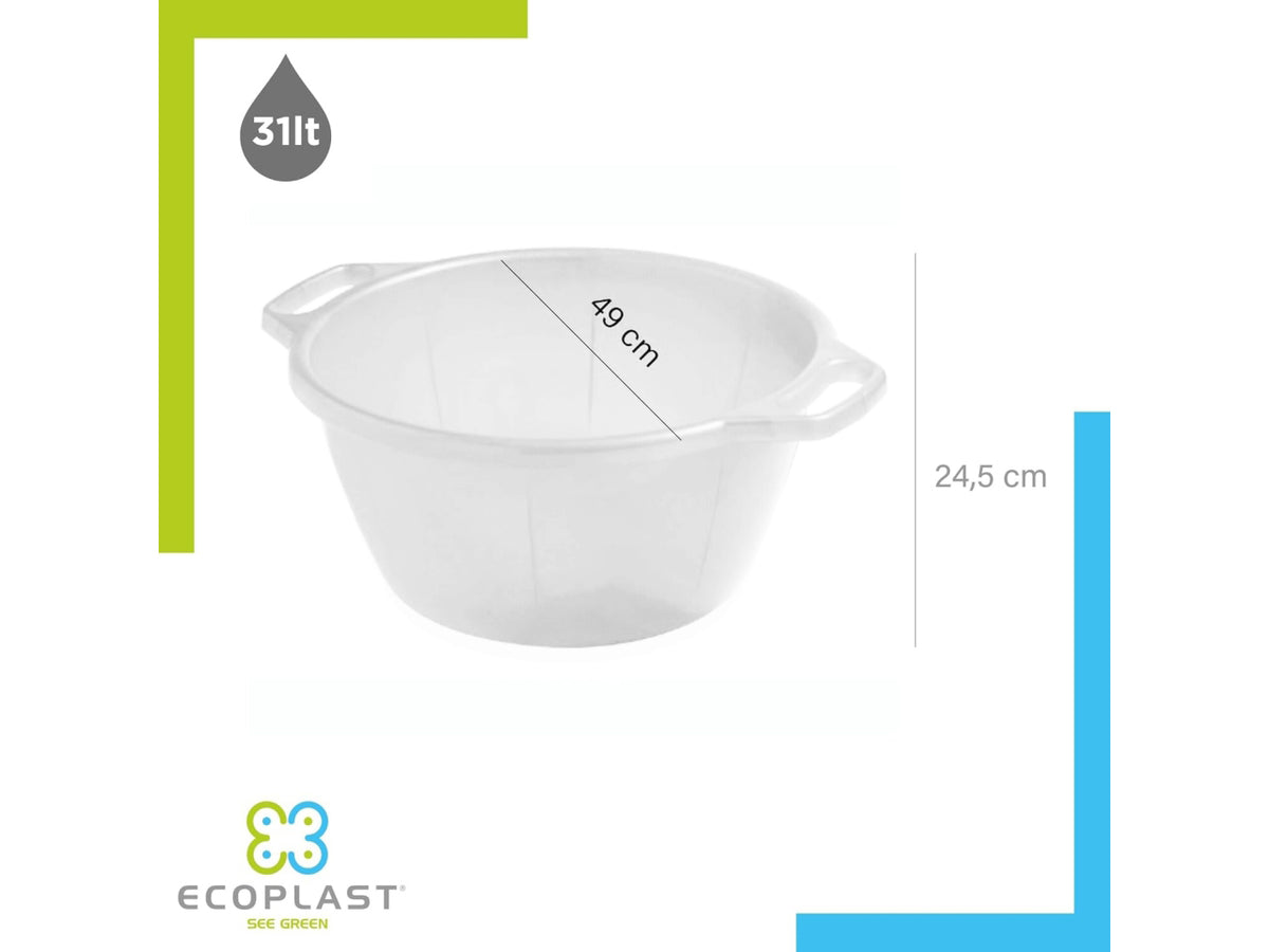 Bacinella bagno per bucato tonda colore neutro diametro 50 cm