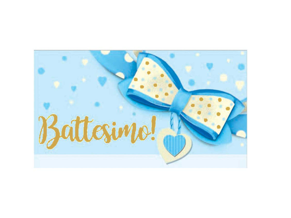 Biglietti bomboniera formato A4 da 100 pezzi battesimo celeste