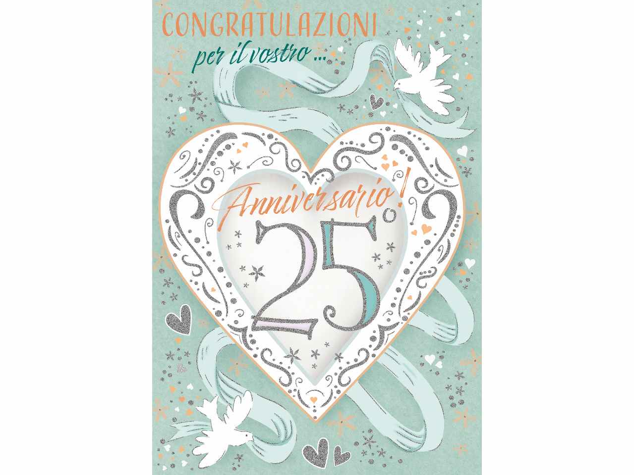 Biglietto auguri felice 25Â° anniversario