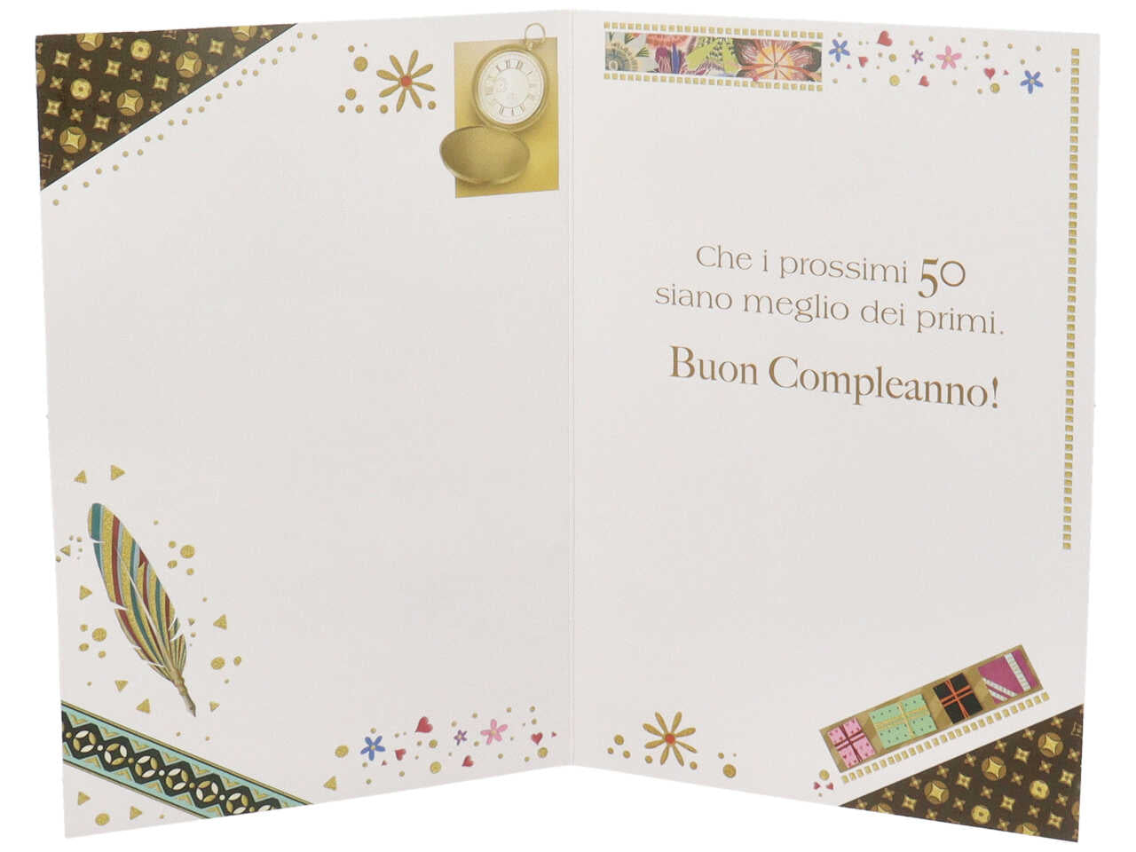 Biglietto auguri buon compleanno 50 anni con busta rossa