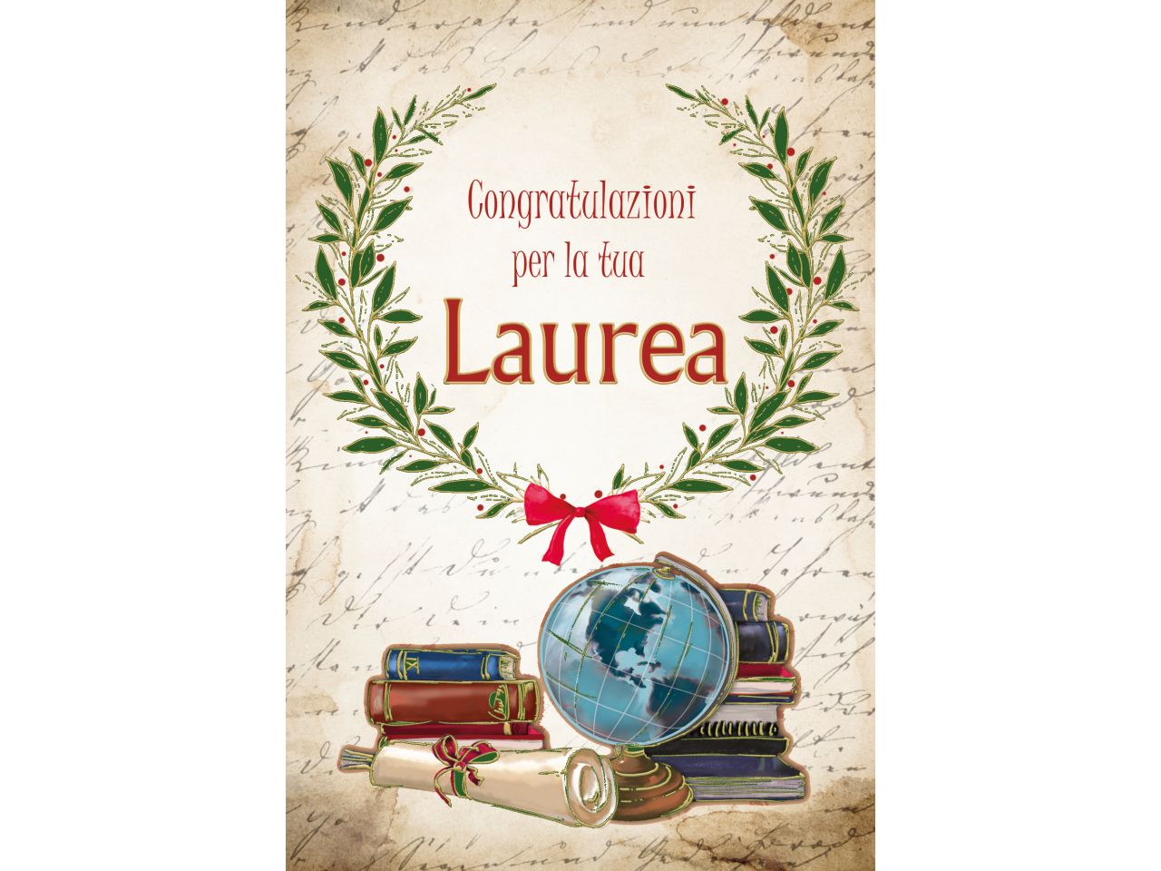 Biglietto auguri per laurea mappamondo con busta