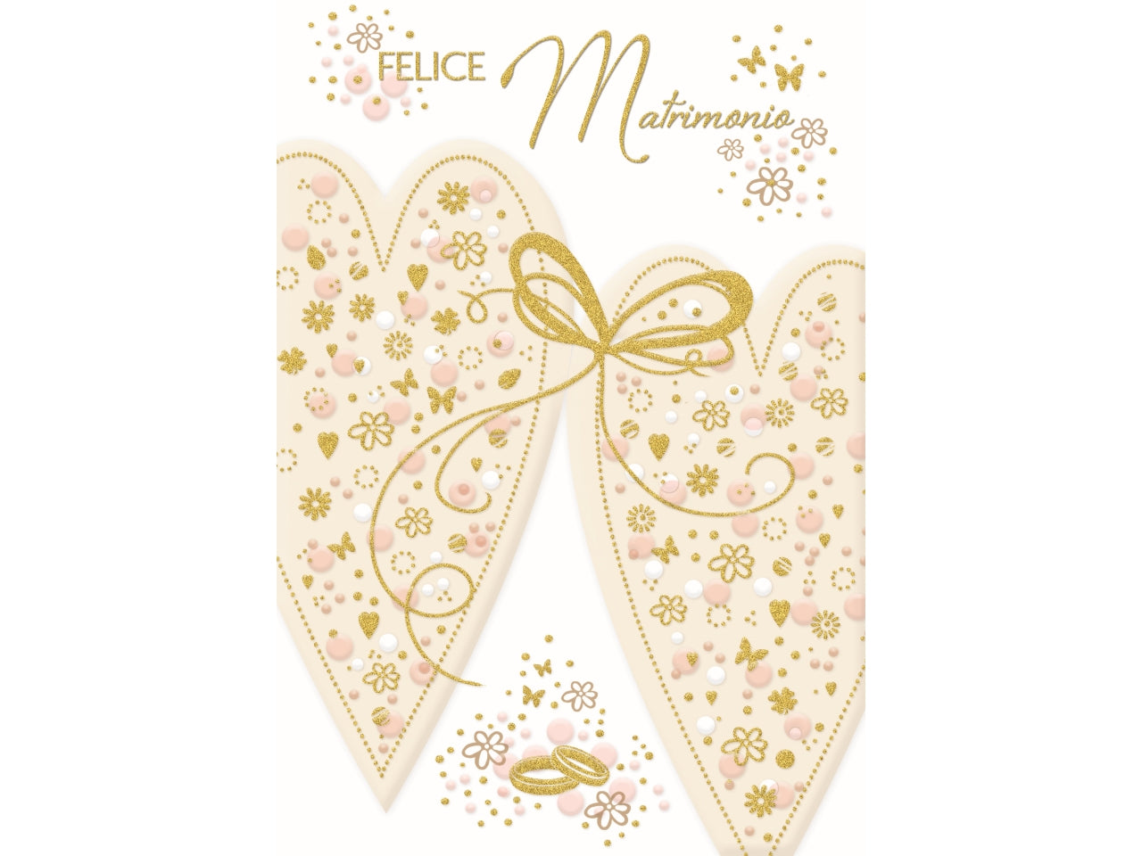 Biglietto mini felice matrimonio cuori la confezione comprende 6 biglietti