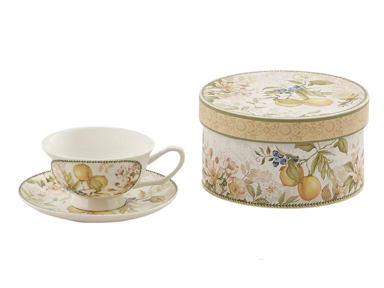 Tazza da the in porcellana con piattini h.7xd.15cm