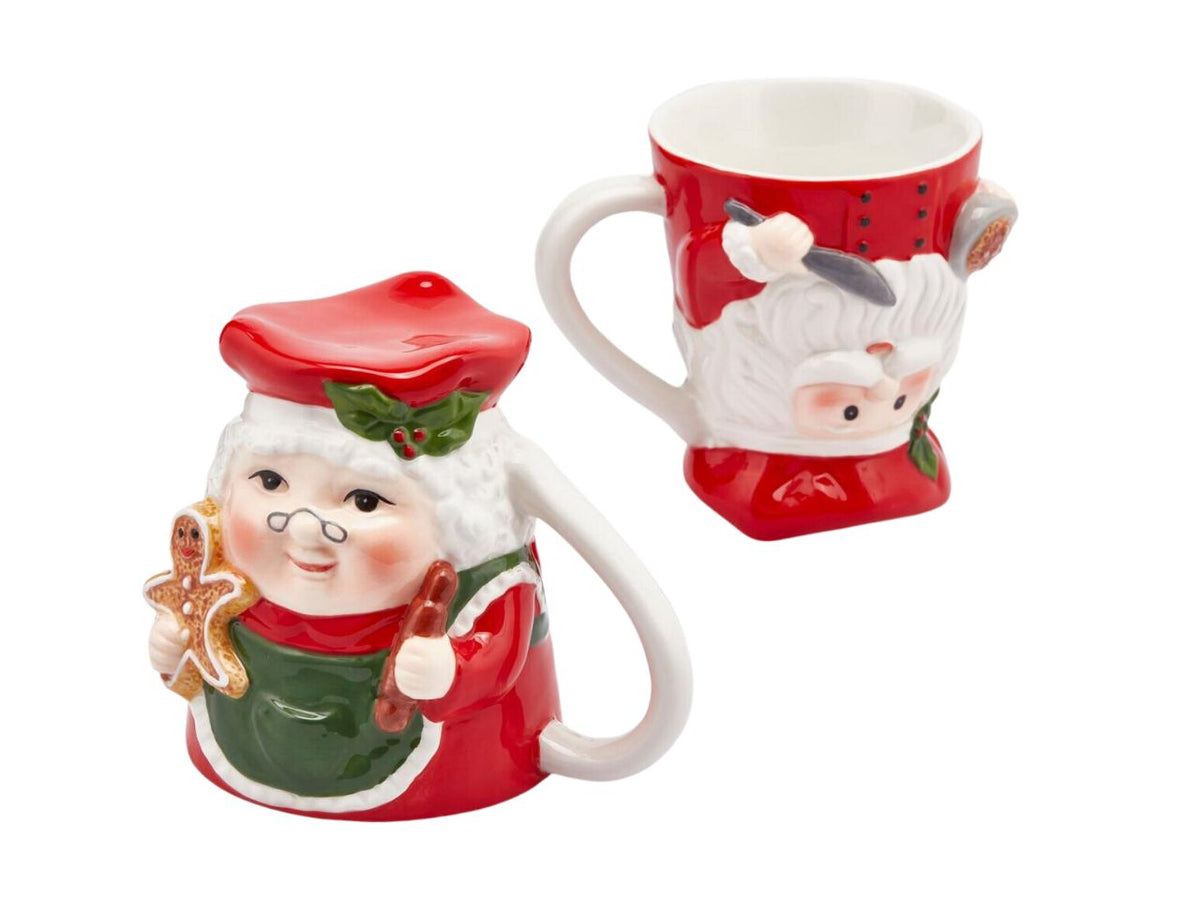 Tazza babbo natale piu' mamma natale rovesciato misura h.12xd.10cm colore bianco e rosso in 2 assortimenti