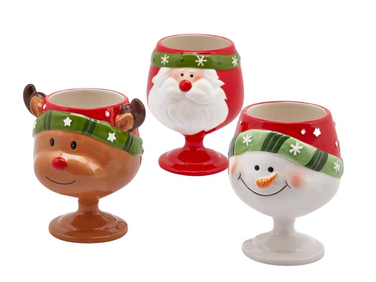 Calice babbo natale piu' pupazzo di neve piu' renna misura h.13xd.10cm 3 assortimenti $