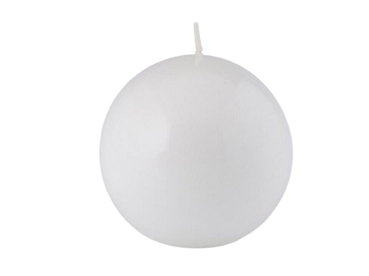 Candela a sfera misura d.8cm laccata colore bianco