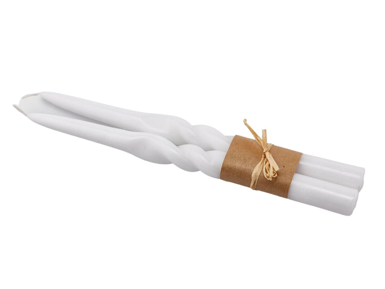 Candela swirl misura h.30xd.2,2cm colore bianco - la confezione comprende 2 candele
