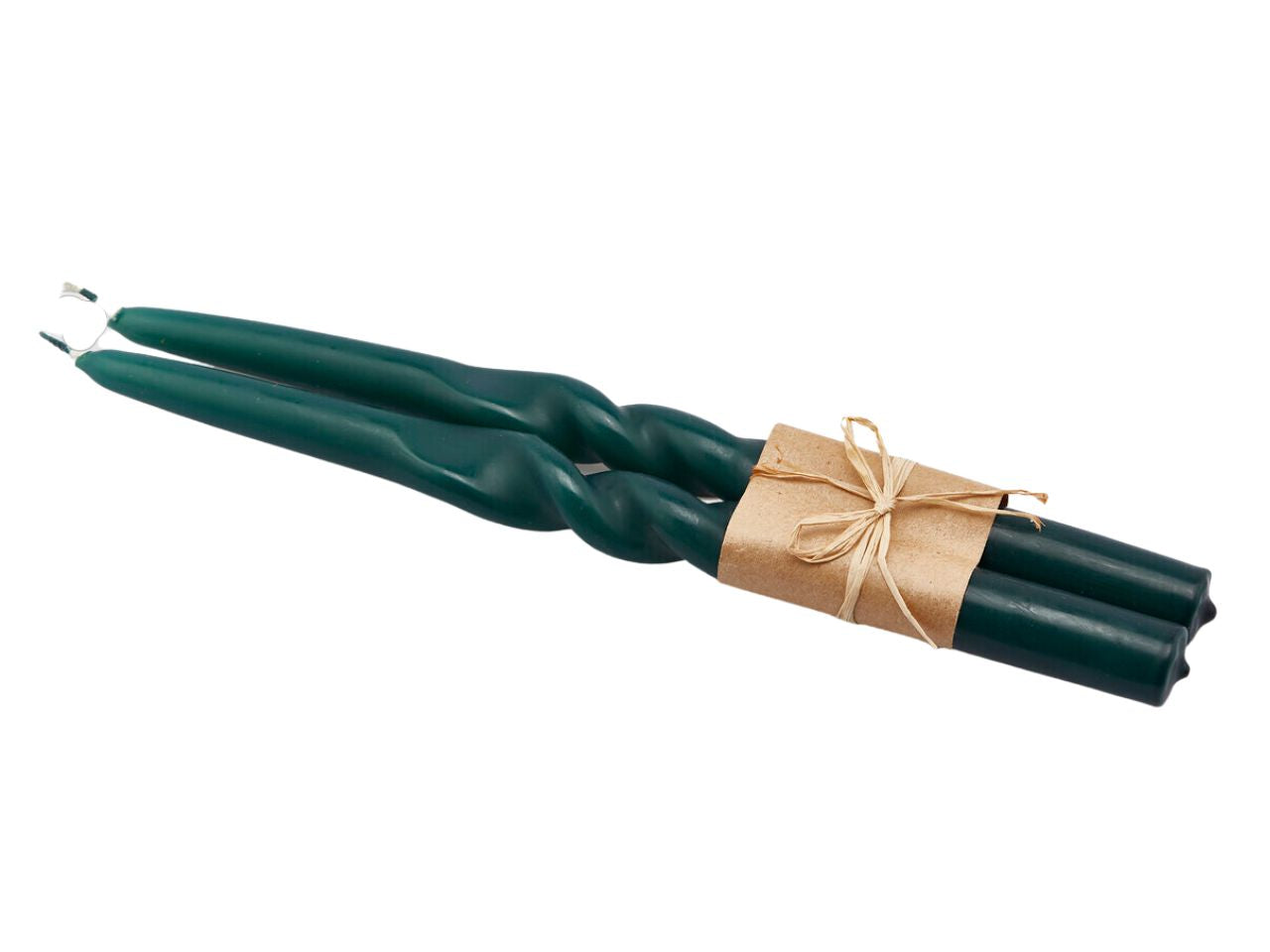 Candela swirl misura h.30xd.2,2cm colore verde - la confezione comprende 2 candele