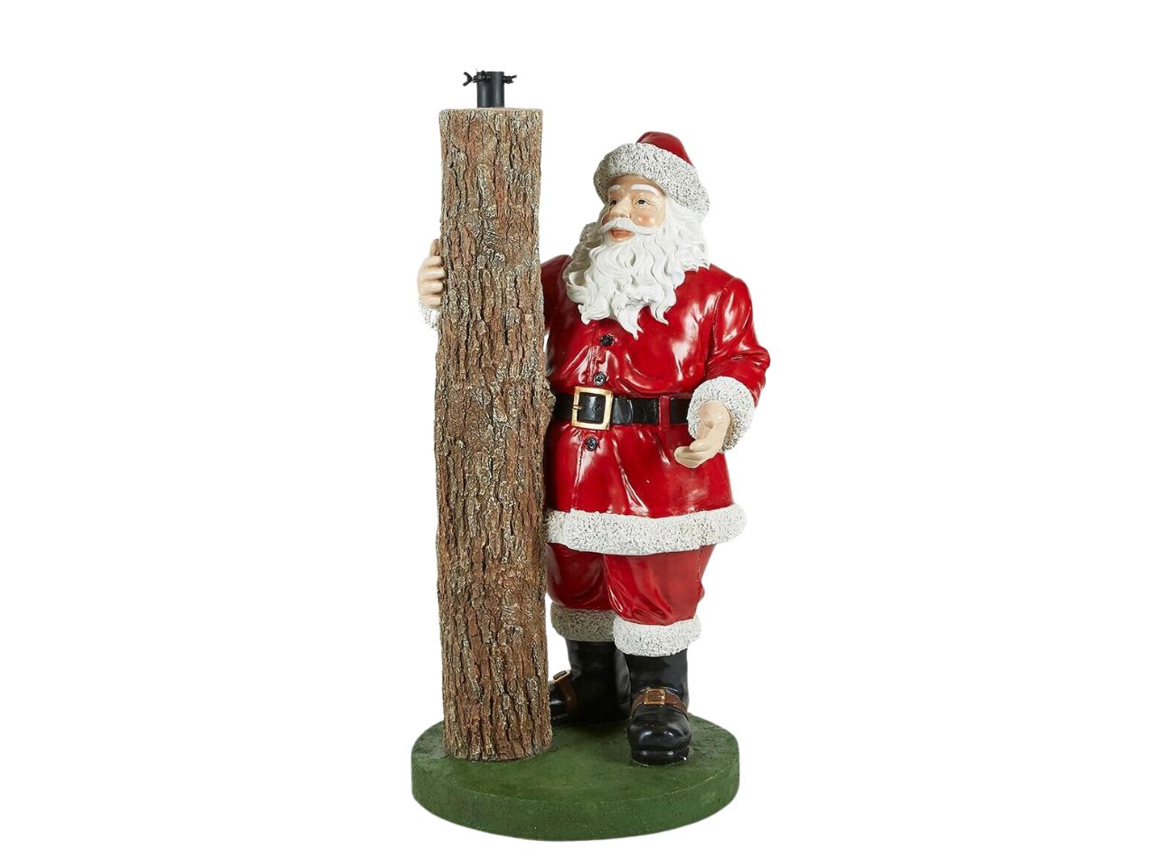 Base babbo natale in poliresina per albero di natale pino misura h.97x44x48cm colore bianco e rosso