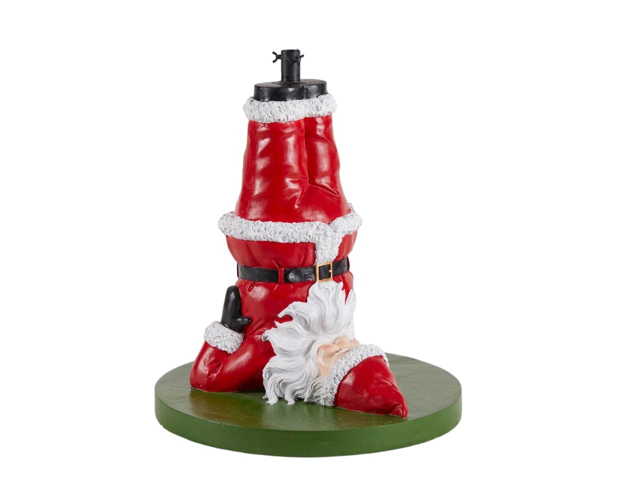 Base per albero di natale con babbo natale yoga misura h.65xd.60cm colore verde e rosso