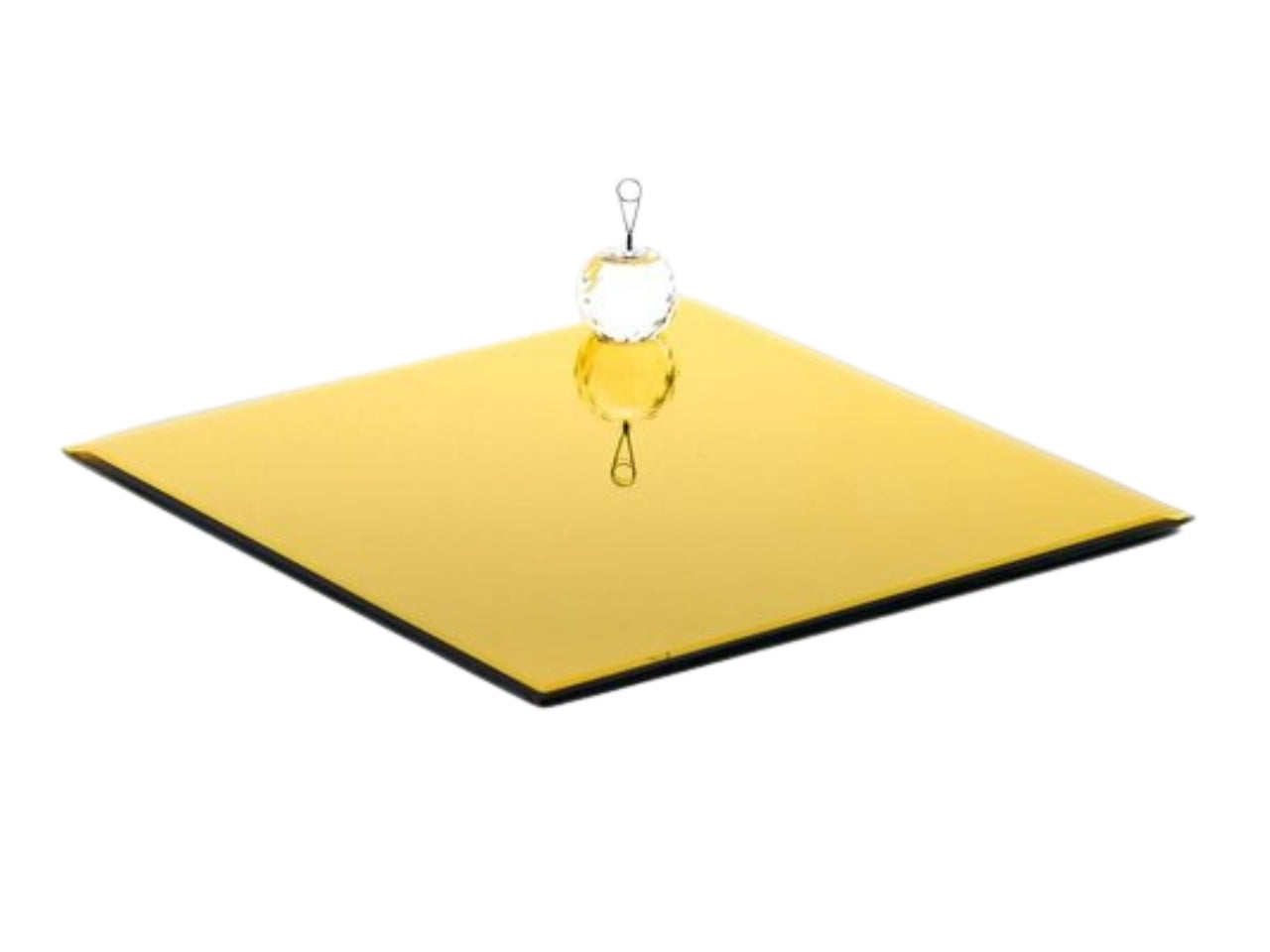 Base per candele quadrata in vetro dorato a specchio, stile moderno, ideale per sottocandela - 25x25 cm - Enzo De Gasperi