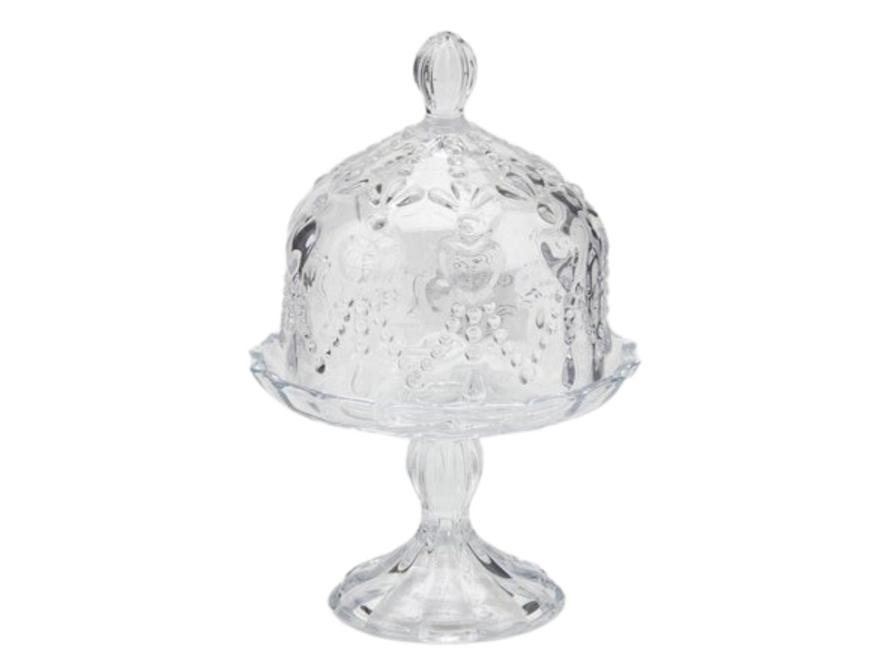 Alzatina con cupola in vetro, Liberty stile classico con decorazioni a rilievo - 13,5x20 cm - Enzo De Gasperi