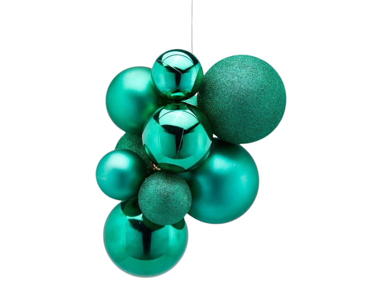 Pendente natalizio a grappolo di palle tiffany in plastica lucida e glitterata 32x20 cm - EDG